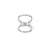 Rhodium Plated CZ Double Band Knuckle Ring