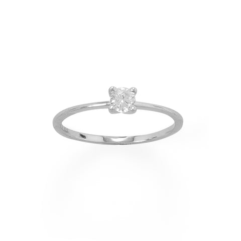 Rhodium Plated Solitaire 4mm CZ Ring