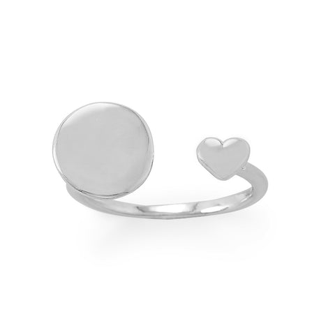 Rhodium Plated Wrap Ring with Heart