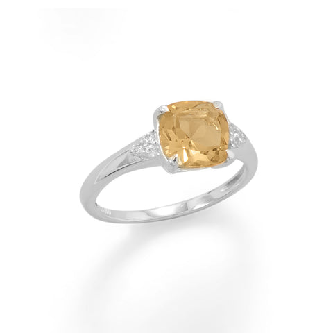 Sterling Silver Citrine and CZ Band