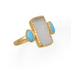 Darling and Dreamy! 14 Karat Gold Plated Druzy and Synthetic Turquoise Ring