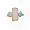 Darling and Dreamy! 14 Karat Gold Plated Druzy and Synthetic Turquoise Ring