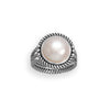 Oxidized Rope Edge and Cultured Freshwater Pearl Ring