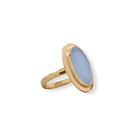 14 Karat Gold Plated Oval Chalcedony Ring