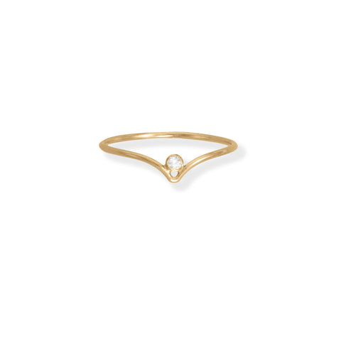 14/20 Gold Filled CZ "V" Design Ring