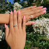 16 Karat Gold Plated CZ Wing and Blue Opal Heart Ring