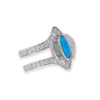 Rhodium Plated CZ Angel Wing Ring with Opal