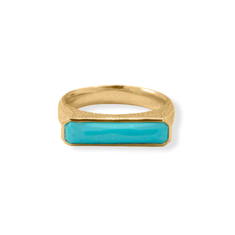 14 Karat Gold Plated Turquoise Bar Ring