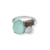 White Topaz, Turquoise and Mother of Pearl Ring