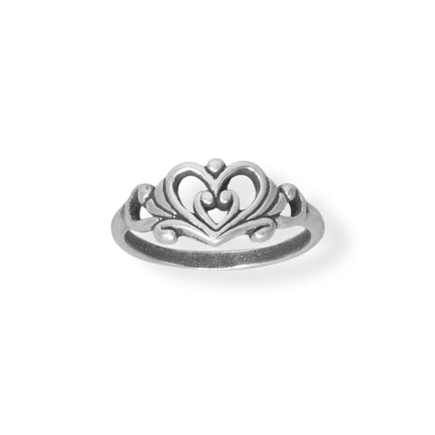 Double Heart and Swirl Design Ring