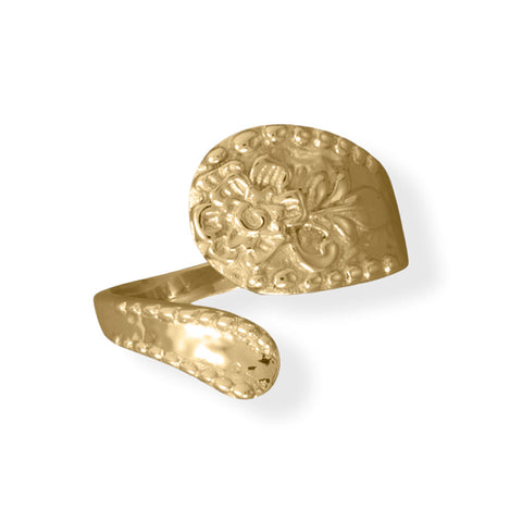 14 Karat Gold Plated Floral Spoon Ring