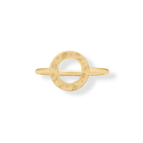 14 Karat Gold Plated Textured Open Circle Ring