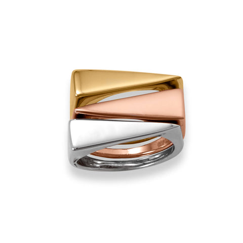 14 Karat Rose Gold Plated Flat Top Triangle Slice Ring