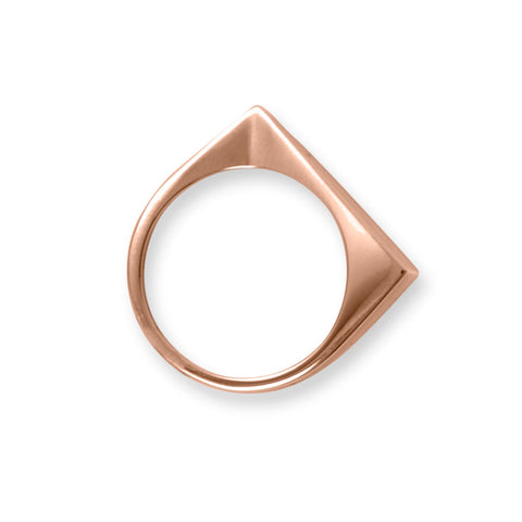 14 Karat Rose Gold Plated Flat Top Triangle Slice Ring