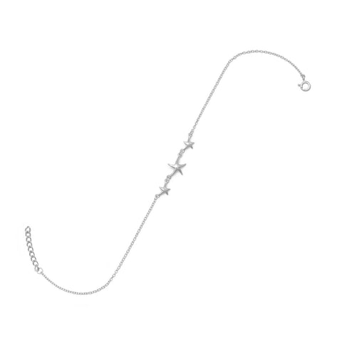 9" + 1" Extension Rhodium Plated Starfish Anklet