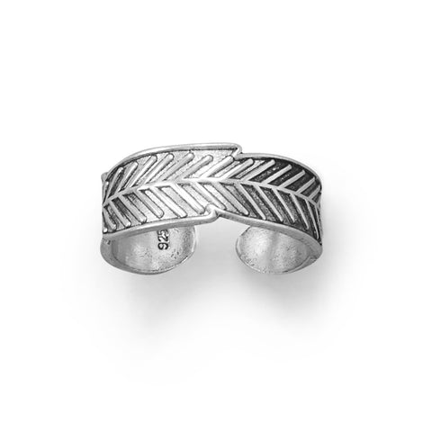 Oxidized Feather Toe Ring