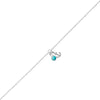 9.25" + .75" Anchor and Turquoise Charm Anklet