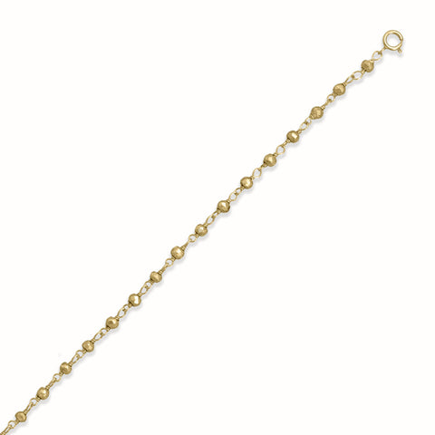 Golden Goddess! 9.5" + 1" 14 Karat Gold Plated Pyrite Bead Anklet