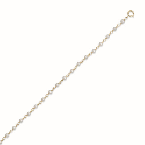 9.5" + 1" 14 Karat Gold Plated Pearl Bead Anklet