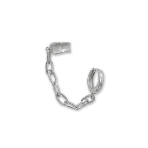 Rhodium Plated Cuff and Hoop Earring