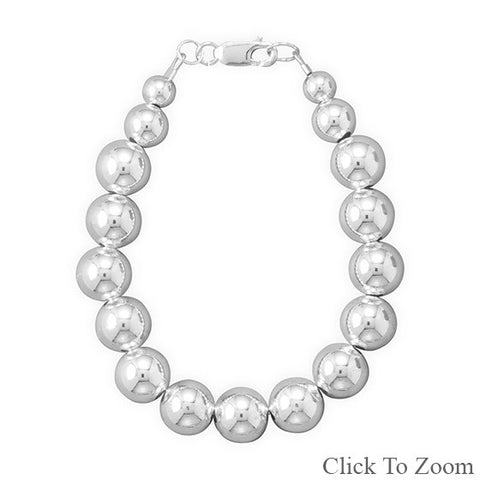 8" 10mm Sterling Silver Bead Bracelet