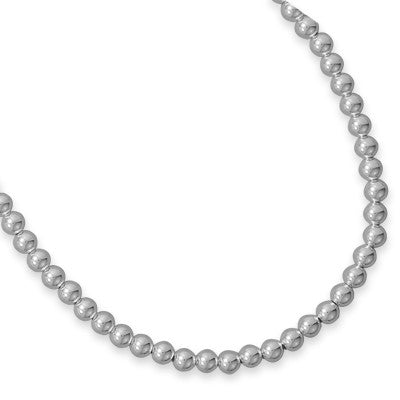 30" 6mm Sterling Silver Bead Necklace