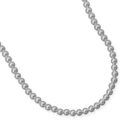 30" 7mm Sterling Silver Bead Necklace