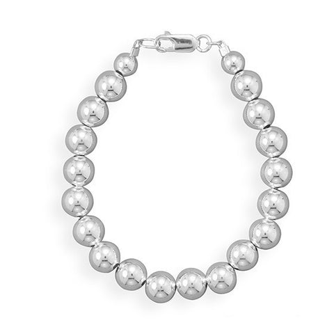 8" 8mm Sterling Silver Bead Bracelet